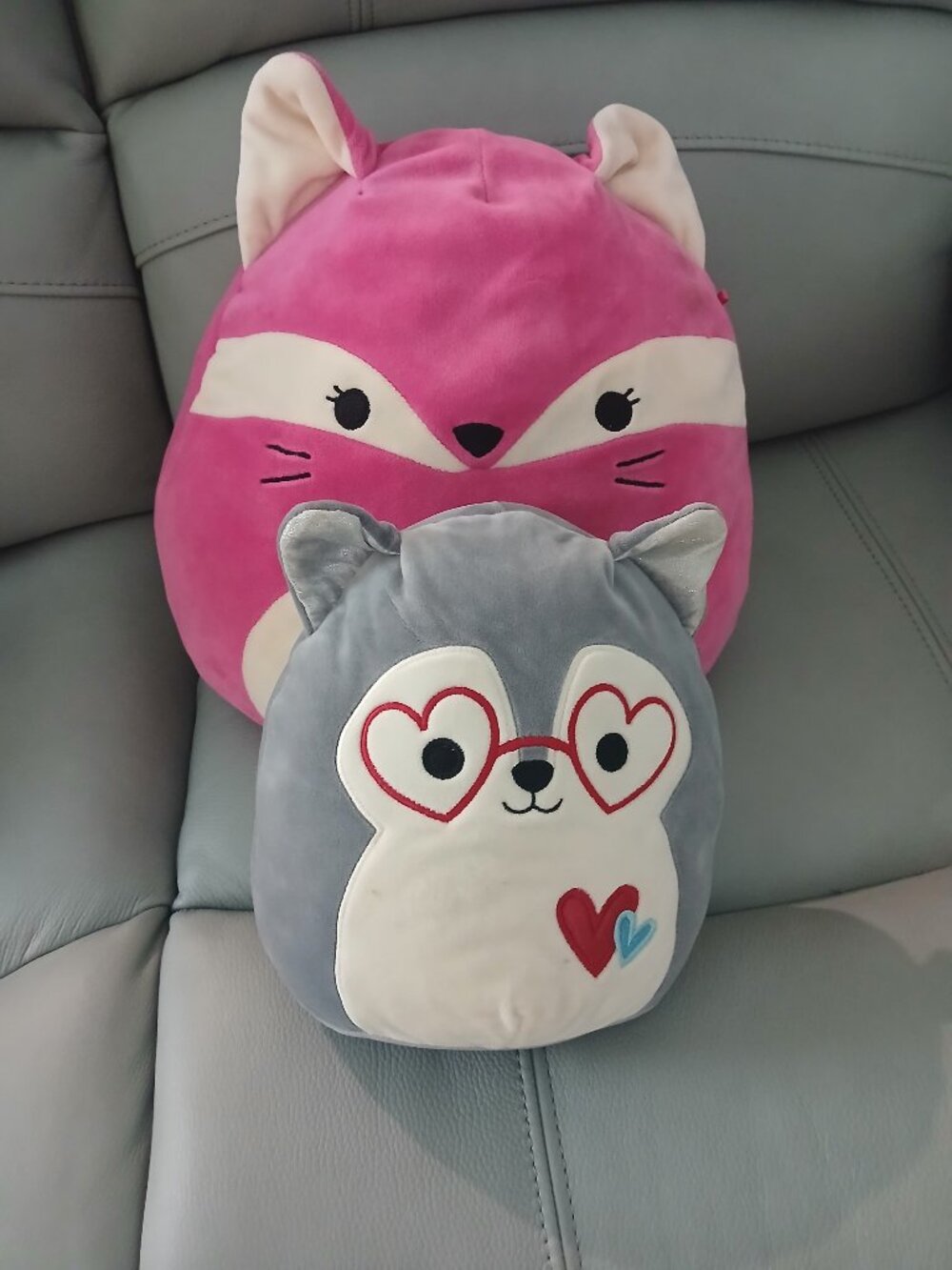 Valentine Squishmallow Bundle Fern Pink Fox XOXO and Ryan Gray Husky